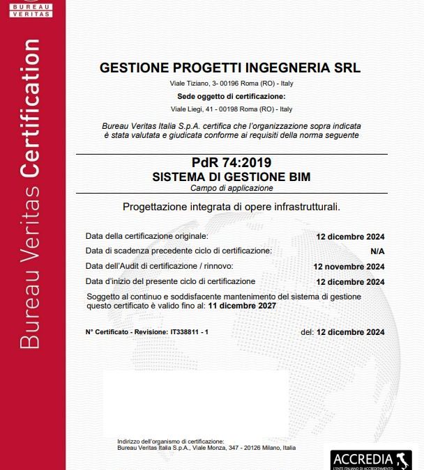 Certificazione del sistema di gestione BIM